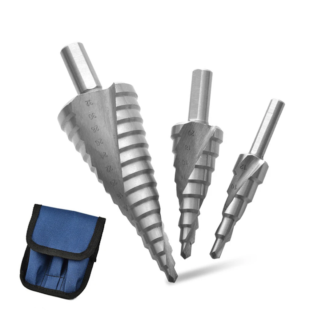 

3 Pieces Groove Step Drill Bits 2 Flute Triangular Shank Hole Drilling Bit High-speed Steel Deburring Punching Tools