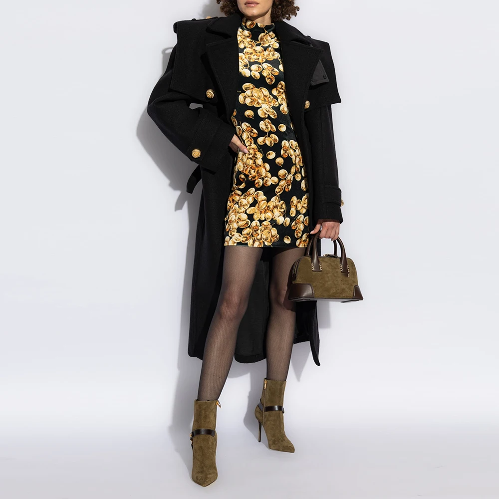 TWOTWINSTYLE платье с цветным принтом для женщин воротник-стойка длинный рукав высокая