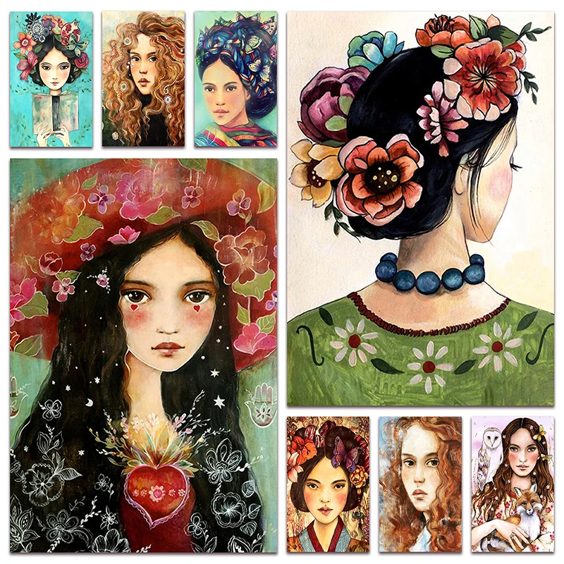 

Новая полная Алмазная мозаика, искусство, цветок, красота, 5D «сделай сам», алмазная живопись, вышивка крестиком, картина с красивой девочкой,...