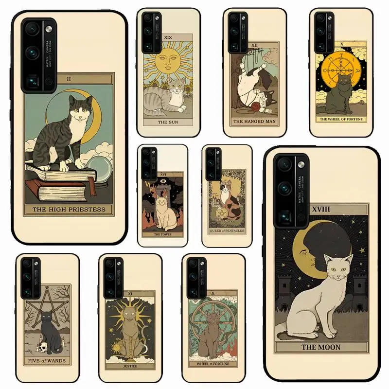 

Witches moon Tarot Mystery totem cat Phone Case for Huawei Honor 10 i 8X C 5A 20 9 10 30 lite pro Voew 10 20 V30