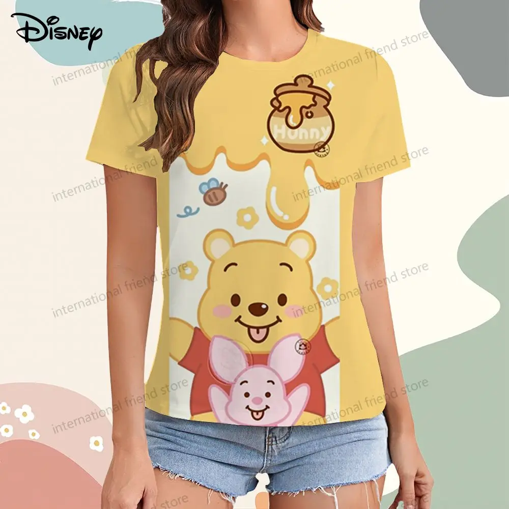 Футболка для мужчин Col Rond pour Femme Vêtement de Rue Disney Winnie l'Ourson Y2k Été 2025 Kawaii