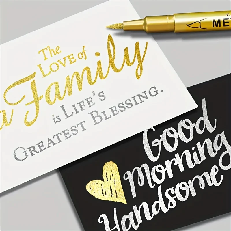 1/6 шт. водостойкий маркер для перманентной краски золотые и серебряные чернила