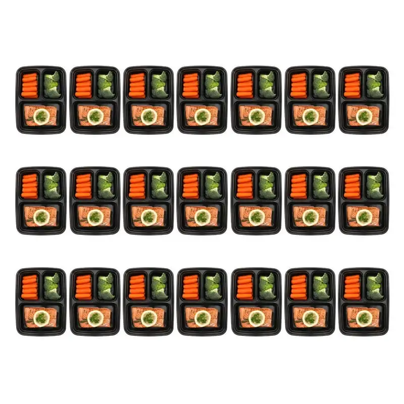 

Prep Containers 3 Compartments with Lids, Set of 21