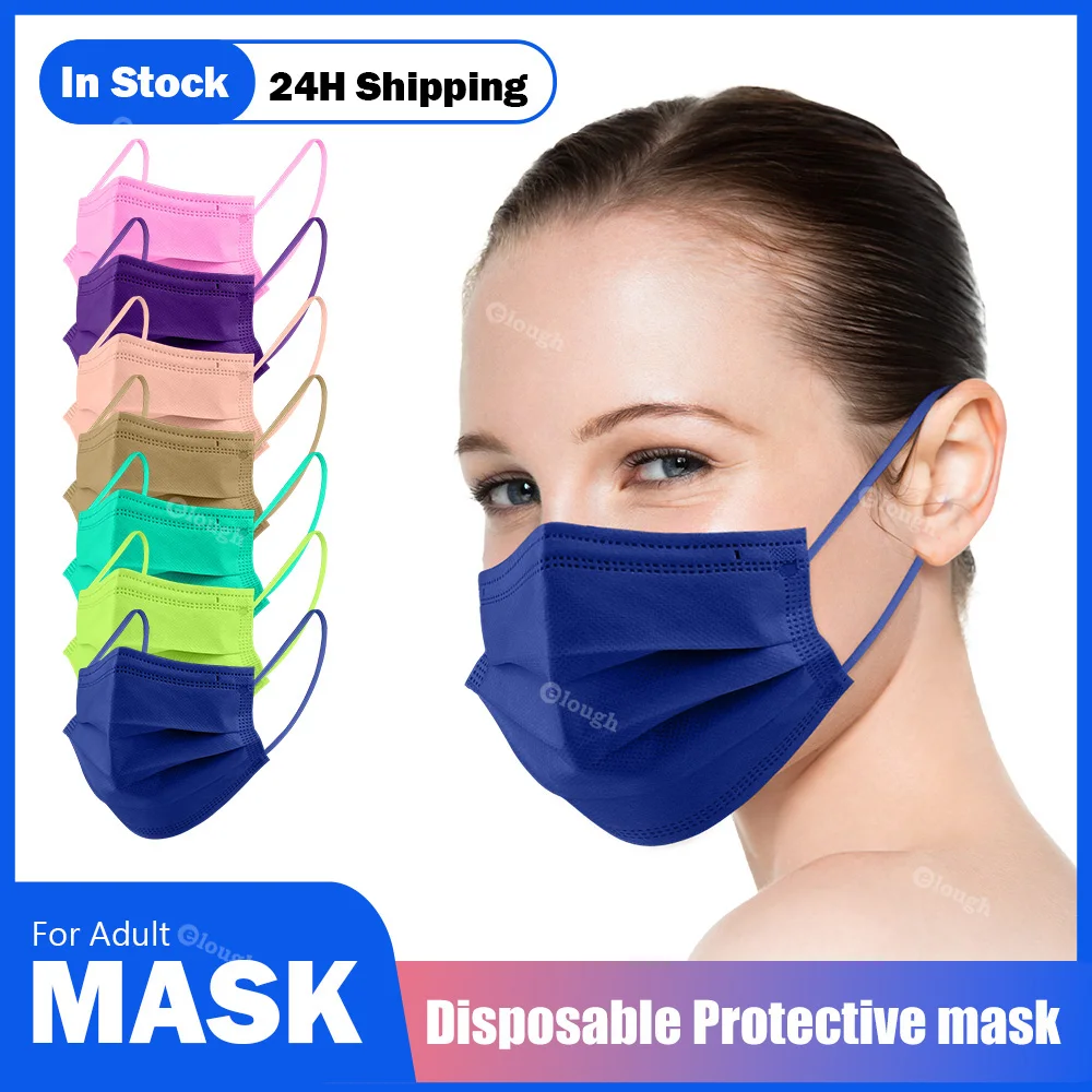 

10-200PCS Black Masks Adult Colored Disposable Face Mask 3 Layer Filter Mascarillas Quirurgicas Homologadas Non-wove Masque Noir