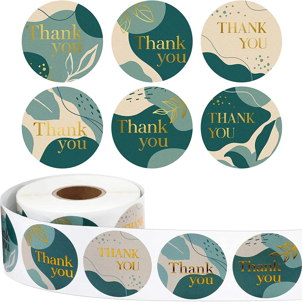 

500 шт., круглые наклейки с надписями «Thank You»
