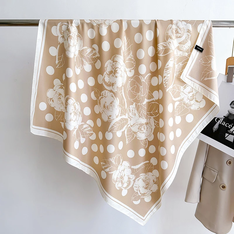 Квадратный шарф из шелкового твила для женщин роскошные шали и платки принт