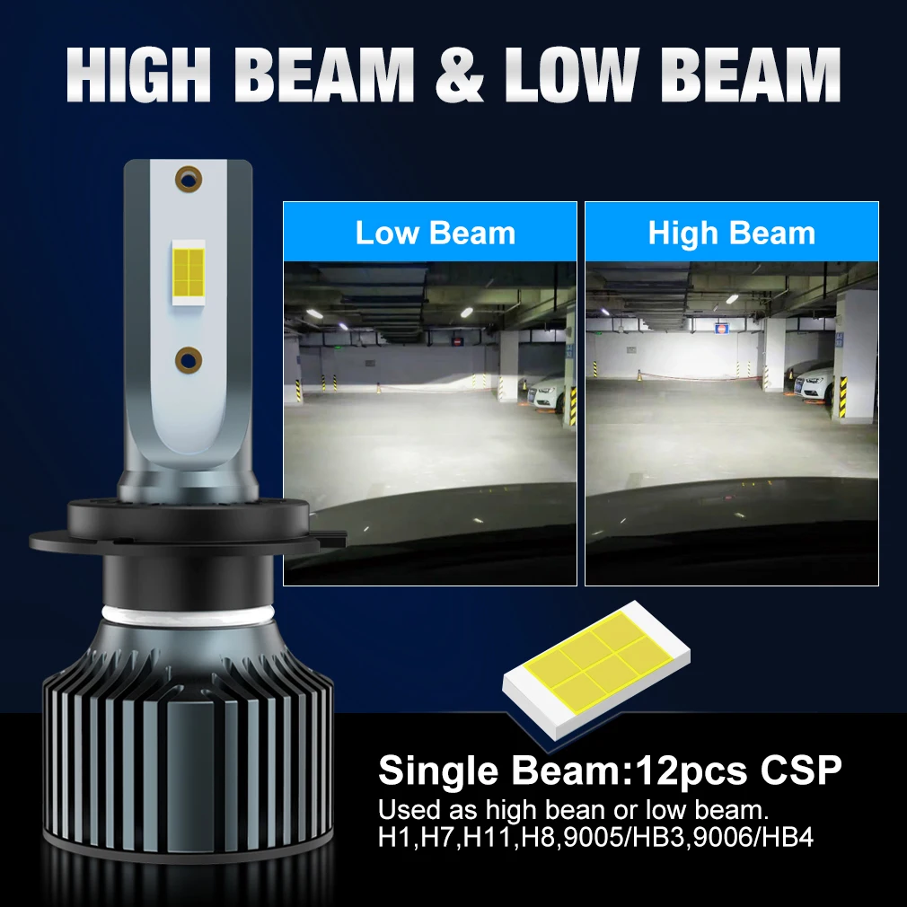 30000LM H4 H7 Led 3570 CSP H1 H8 H11 H16 9005 HB3 9006 HB4 Car Headlight Bulb Canbus Auto Turbo Lamp 12V 24V 6000K White on - Турбо-лампа автомобильного фары Canbus Auto H4 H7 Led 3570 CSP H1 H8 H11 H16 9005 HB3 9006 HB4 30000LM 12V 24V 6000K белая.