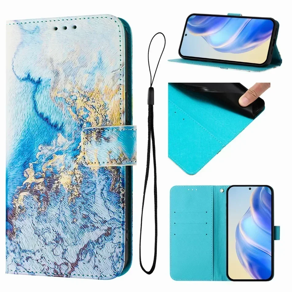 Чехол Lovely Daisy Marble Painted для Samsung Galaxy A23 A24 A25 A30 A30S A31 A32 A33 A34 A35 A36 A40 5G Wallet Phone Cover # ENB