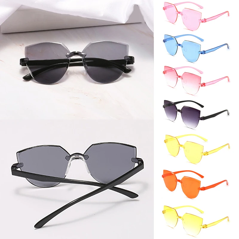 

Очки солнцезащитные женские прозрачные, брендовые дизайнерские очки без оправы, с плоским зеркальным покрытием, декоративные