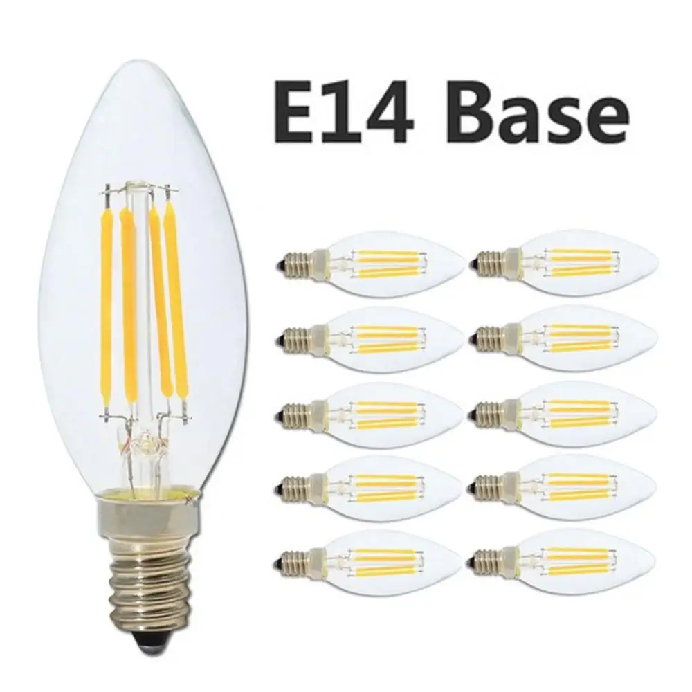 

C35 220V E14 Base 4W Bulbs LED Energy Saving Dimmable Filament Candle Light Bulbs Warm white 2700K