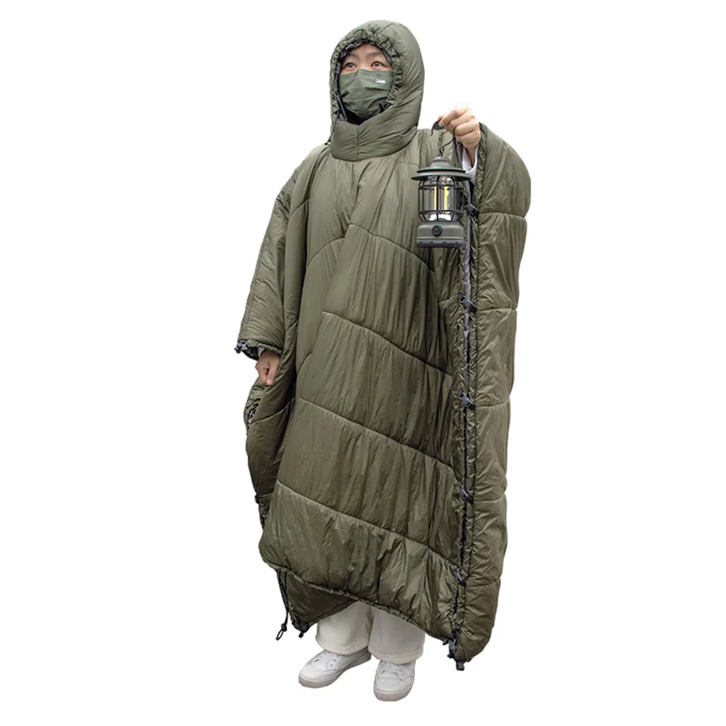 

Hammock Underquilt Sleeping Bag Winter Warm Hooded Cloak Multiple Uses Blanket for Hiking Beach Camping Tent Men Kids