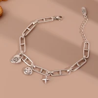 smiling face double deck chain luxury bracelet for women 925 stamp summer jewelry accessories bridesmaid gift free shipping