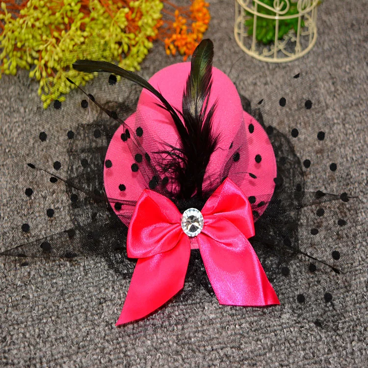 

Women Girls Lace Bowknot Mini Top Hat Hair Clip Wedding Party Carnival Fancy Dress Craft Hair Accessories
