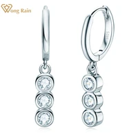 wong rain 925 sterling silver vvs d color round cut real moissanite diamonds gemstone dangle hoop earrings fine jewelry with gra