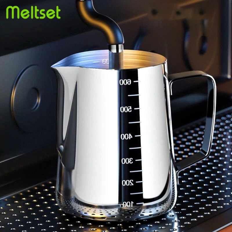 

Кувшин для молока из нержавеющей стали со шкалой кофе, латте, эспрессо, бариста, кувшин для молока, кофейные принадлежности