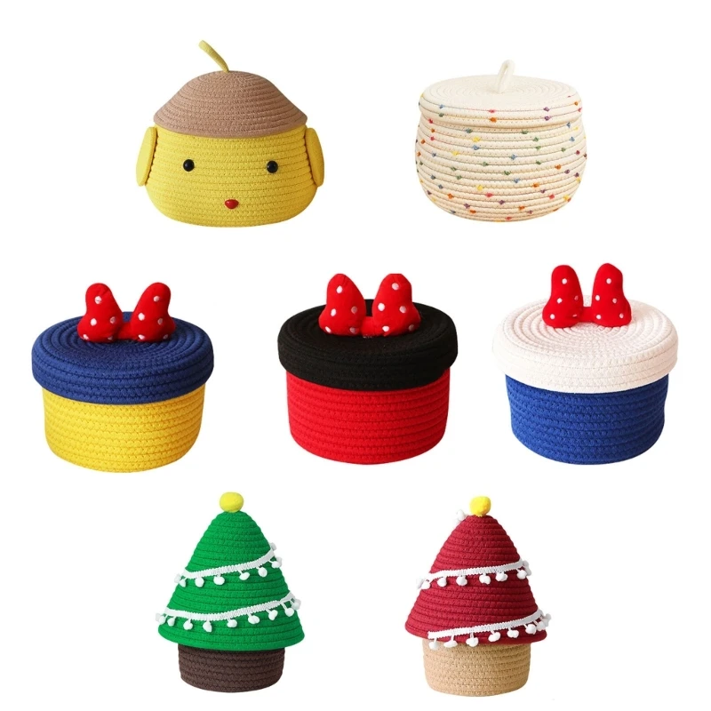 

E9LD хлопковая нить, корзина для хранения рождественской елки, декоративные корзины для кровати