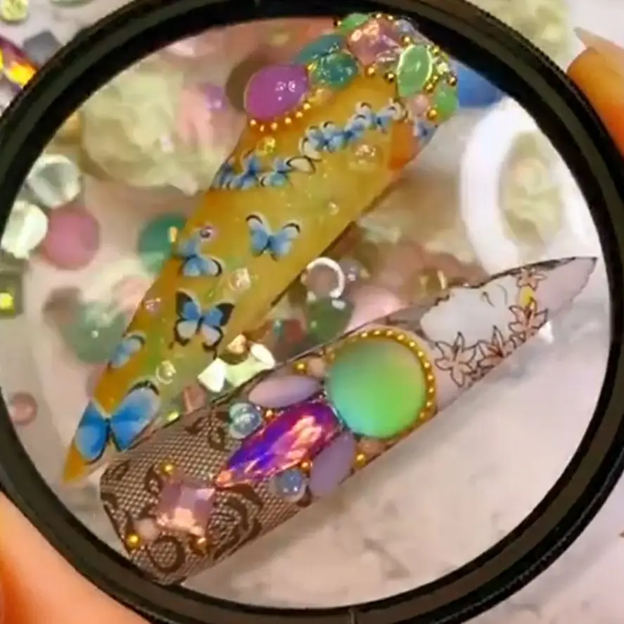 

12Grids Mocha Color Rhinestone Nail Charms Egg Design Persian Resin Gems Nails Drill DIY Flat Bottom Diamond Manicure Decoration