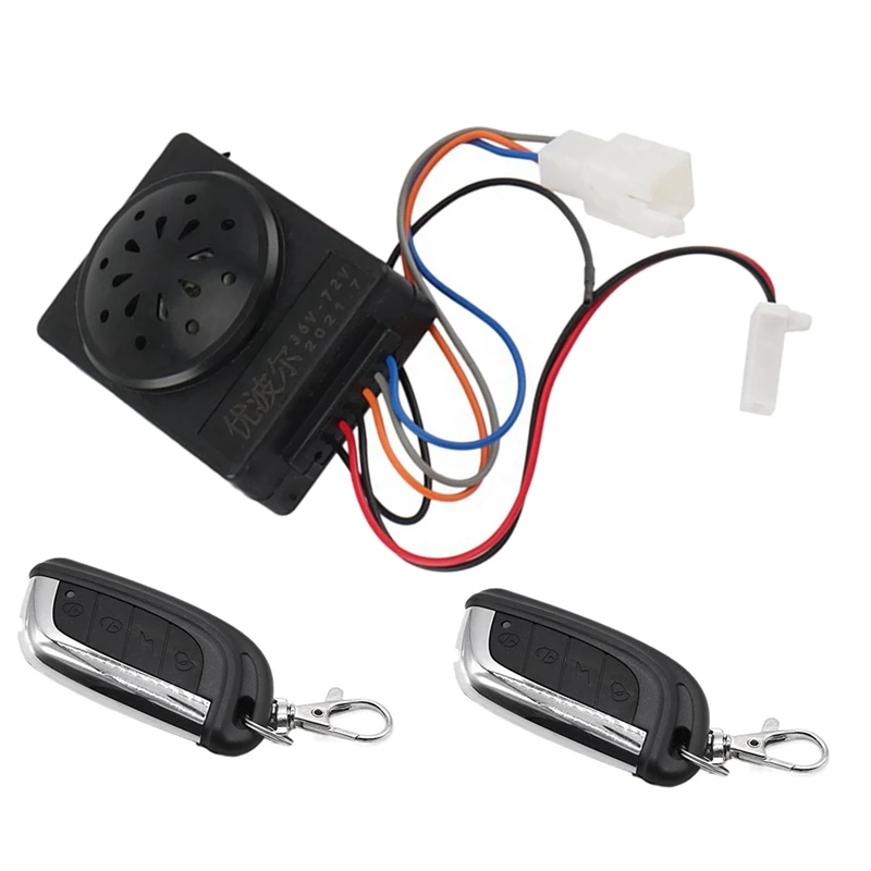 

36V-72V Electric Scooter Alarm System Dual Remote Control Security Moped Alarm Accessories Waterproof Bike Alarm