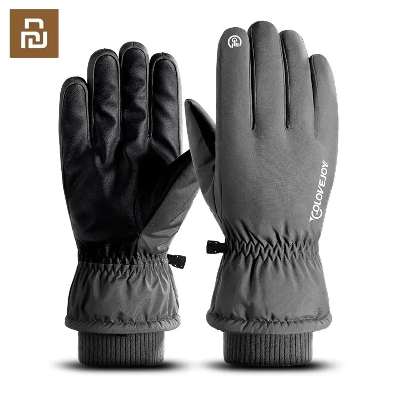 

Youpin Winter Skiing Gloves Men Warm Leather Touchscreen Full Finger Gloves Waterproof Bike Cycling Mountaineering Gloves Man