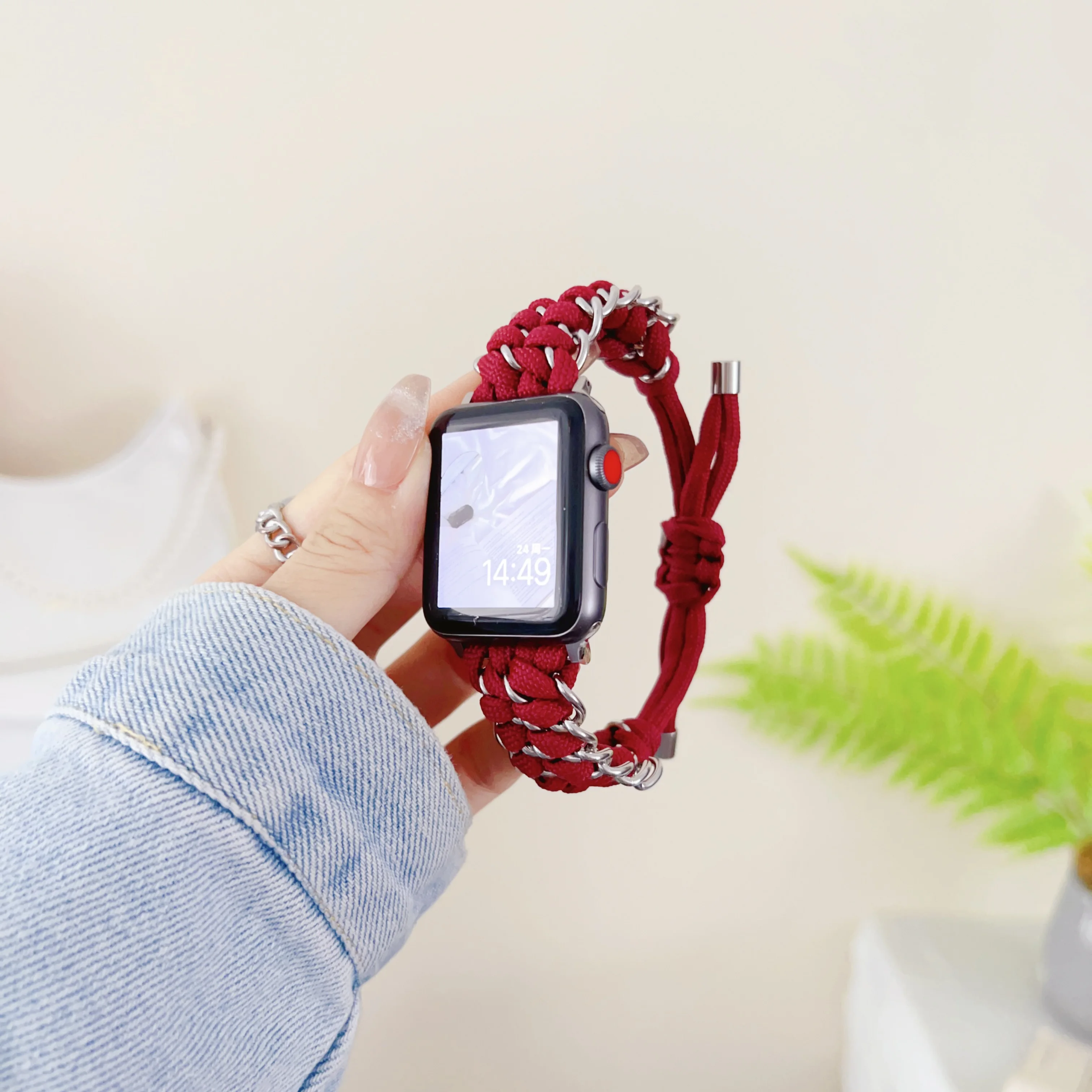 

URFUN For Apple Watch iWatch Bands 38/40/41/42/44/45/49mm,Metal Breathable Soft Wristband Stretchy Nylon Elastic Belt Bracelet