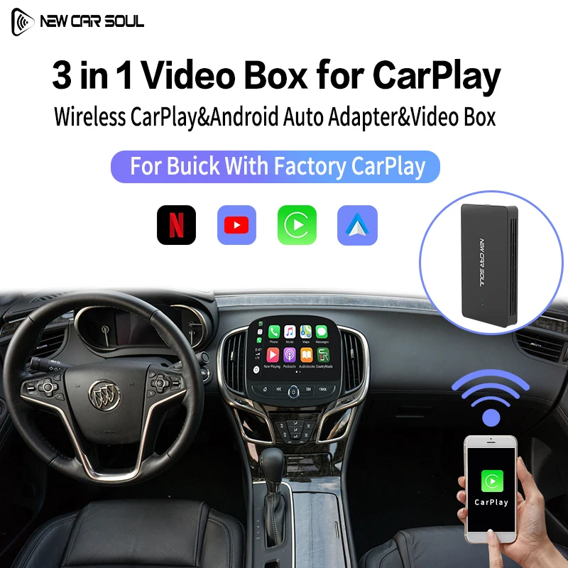 

Новый Автомобильный мультимедийный видеобокс Buick Soul для беспроводного CarPlay/беспроводной автомобильный адаптер Android 3 в 1, подходит для CarPlay с ...