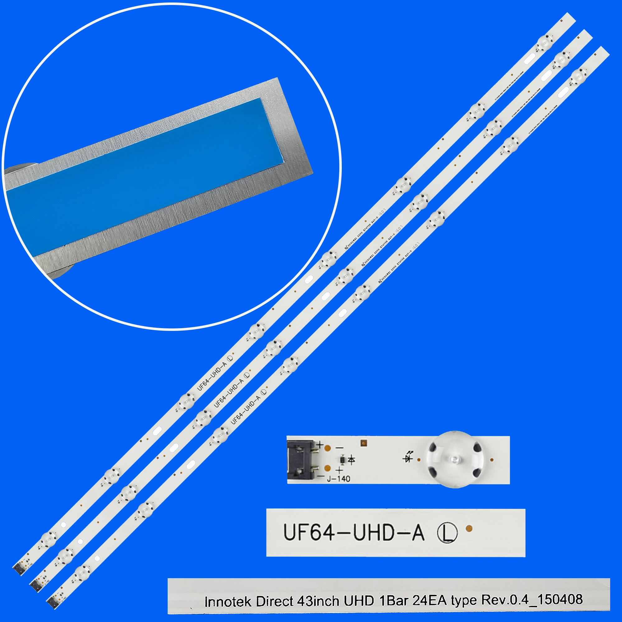 

Новый комплект 3 PCS 8LED 850 мм светодиодная лента подсветки для 43UH6030 43UF640 UF64_UHD_A 43LH60FHD 43UF6407 43UH610V 43UH619V 43UH603V