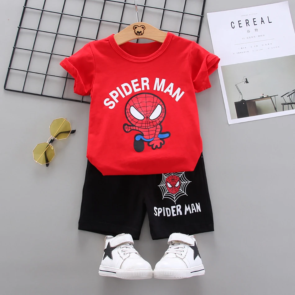 Комплект одежды для мальчиков Человек-паук летняя детская футболка с брюками