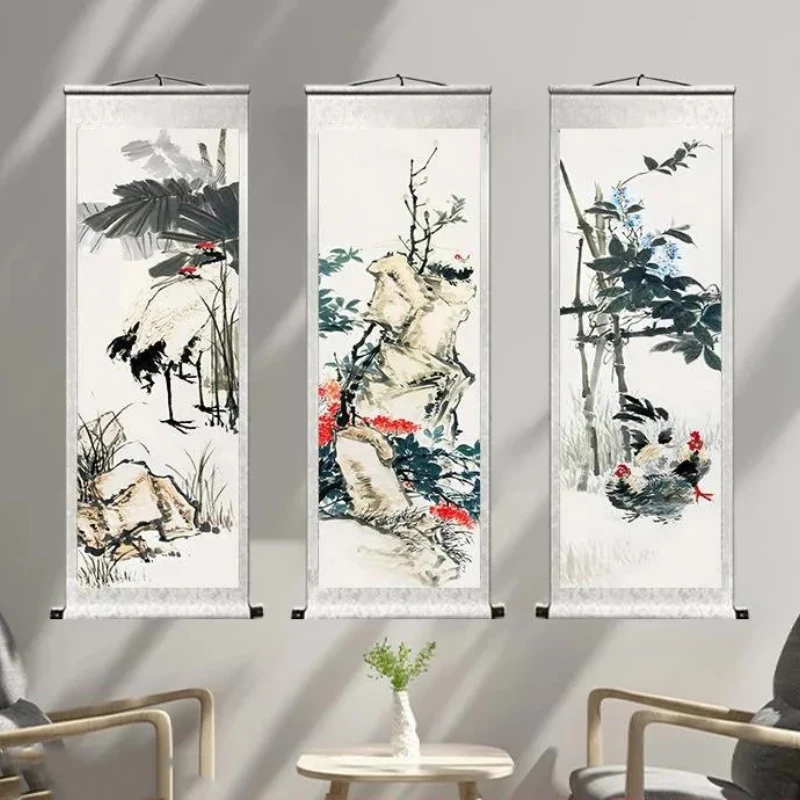 

Chinese Style Ink Scroll Painting Landscape Wall Art Painting Poster Hanging Living Room Office Home Decor Picture