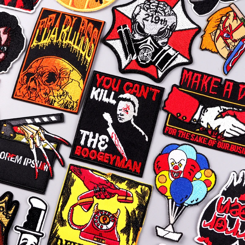 

American Movie Embroidery Patch Iron On Patches For Clothing Thermoadhesive Patches On Clothes Horror Punk Patch For Clothes Sew