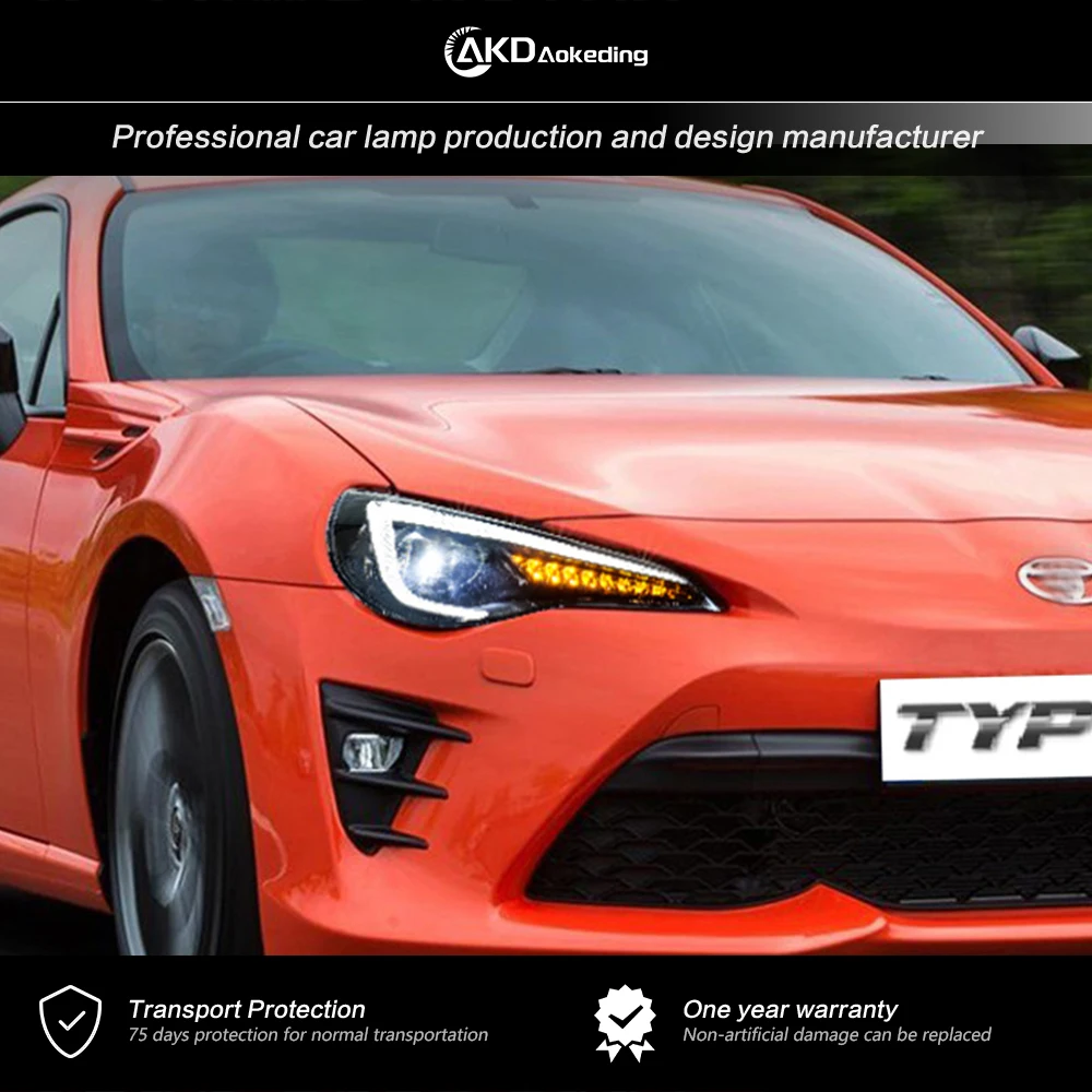 Фары AKD для Subaru BRZ фары 2012-2021 FT86 GT86 DRL H7 двойная ксеноновая лампа в сборе