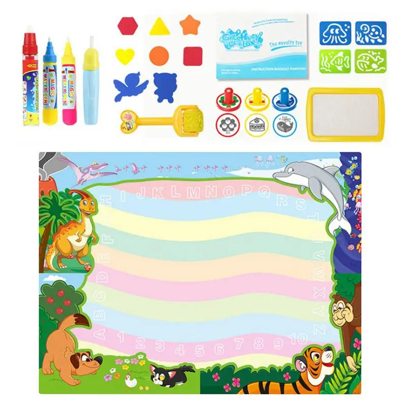 

Magic Water Drawing Mat Doodle Gifts Color Draw Board With Drawing Pens Fun And Educational Alphabet Coloring Pad With Brushes