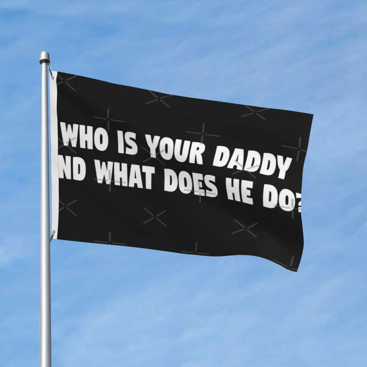 

Kindergarten Cop Quote Who Is Your Daddy And What Does He Do Flag Decor Polyester Outdoor Lawn Vibrant Colors Flowy Bright