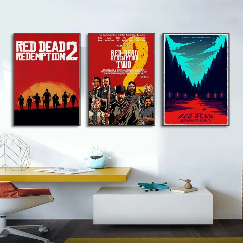 Популярные постеры и принты Red-Dead выкуп 2 для видеоигр ТВ-фильмов печать на холсте