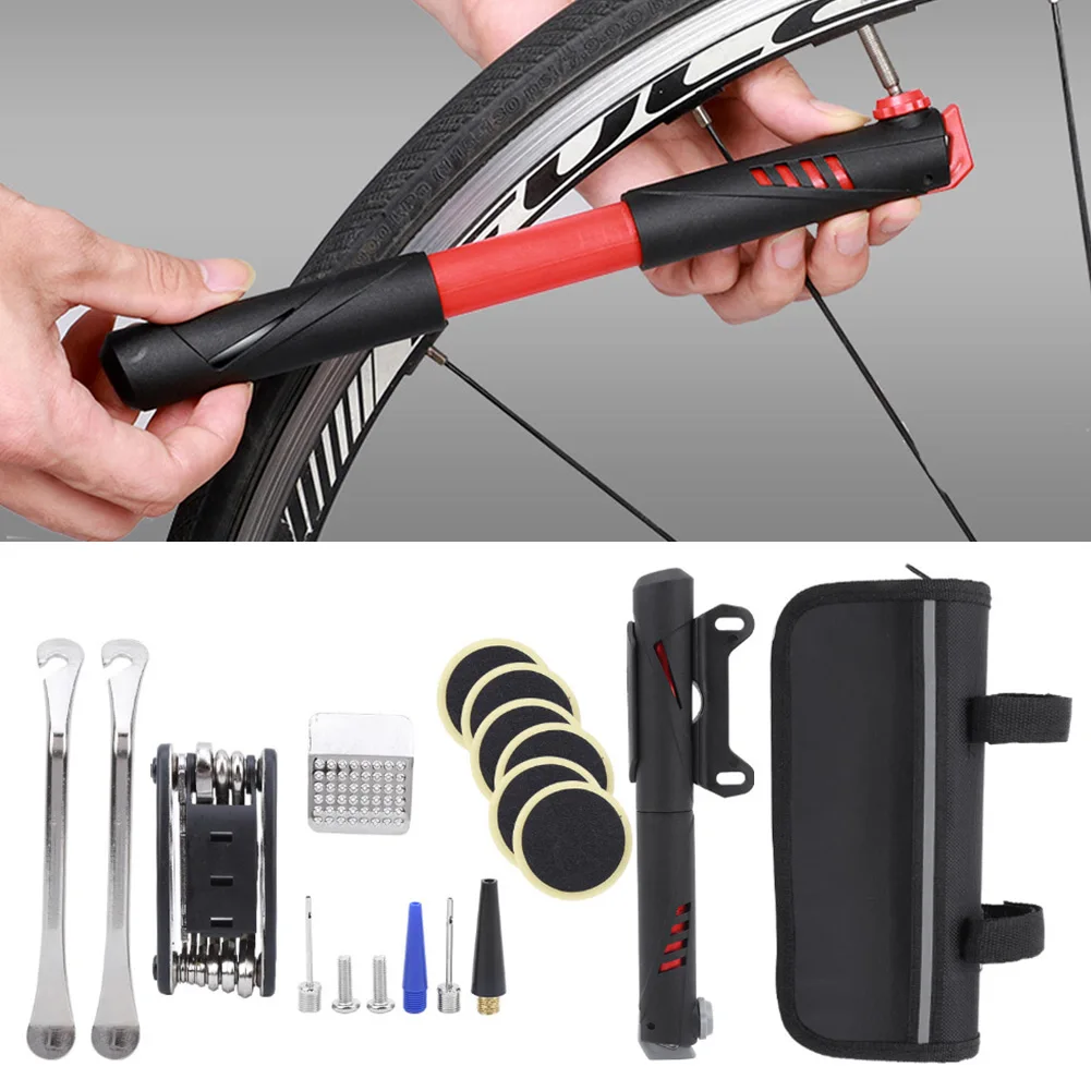 

With Carrying Bag Accessories Bicycle Repair Kit Mini Pump Mountain Bike Practical Levers Portable Durable Tire Patch Tool