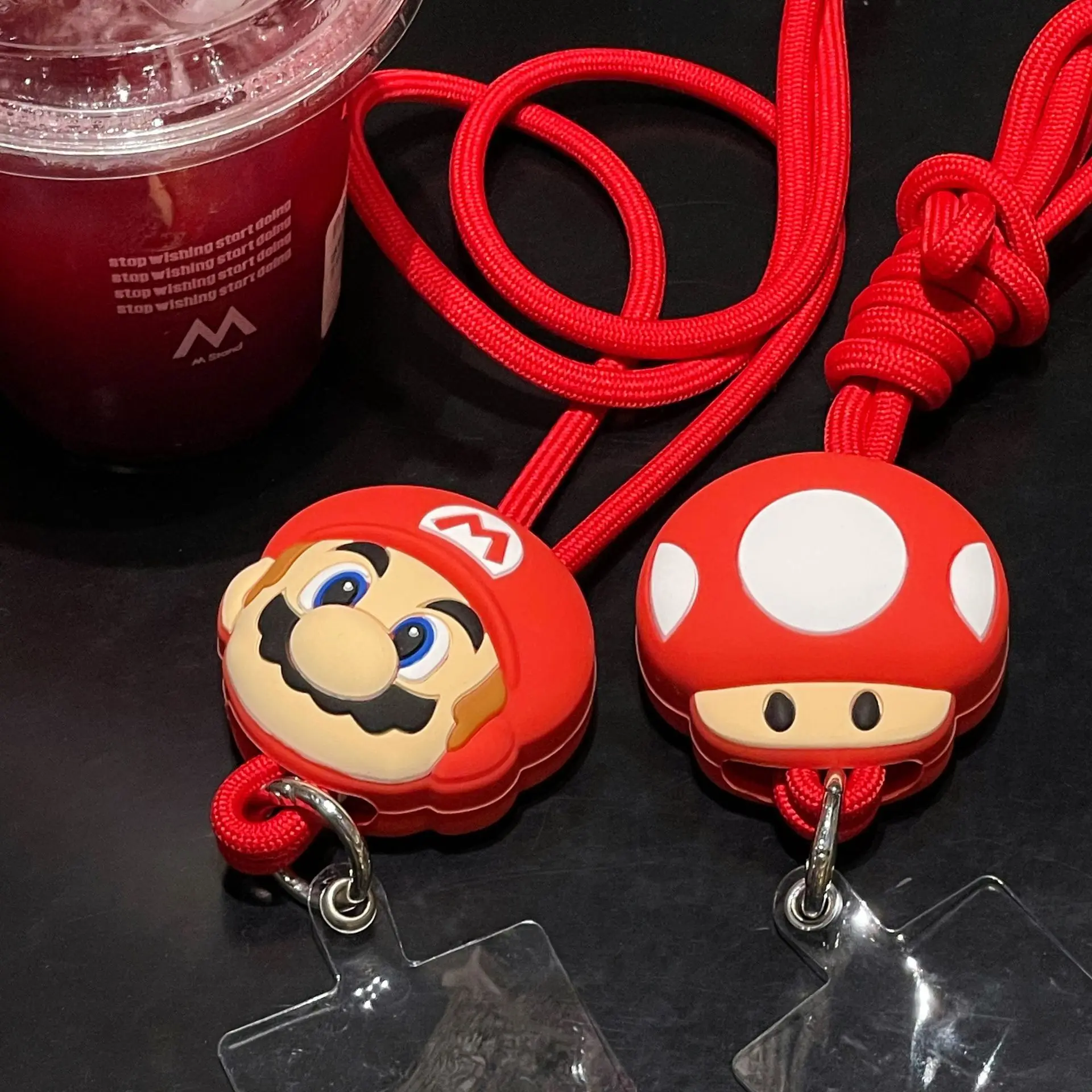 

Mario's Funny Cartoon Phone Case Lanyard Mario Bros. Toad Stereoscopic Silicone ID Lanyard with Card To Protect Against Falls