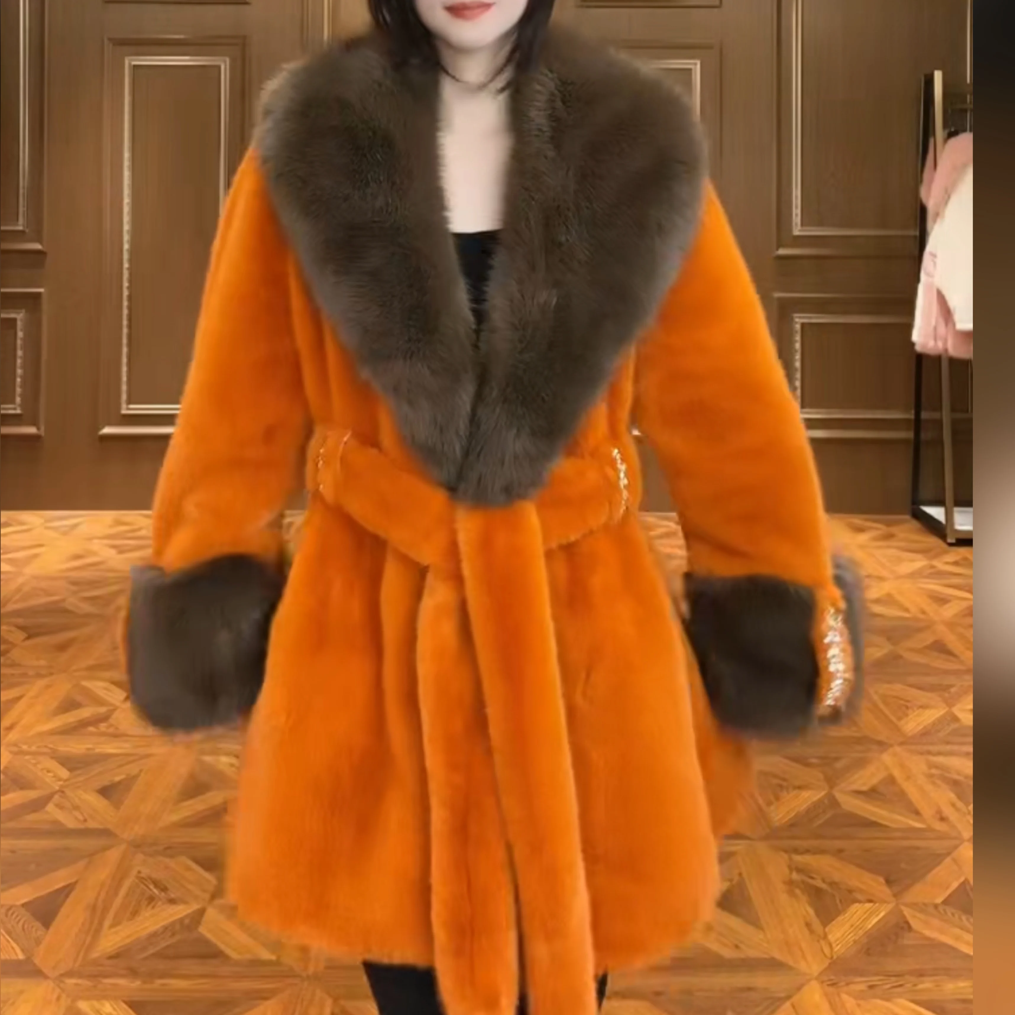 Women's European Streetwear Office Lady Mink Solid Color Warm Short Coat New Ladies Fashion Trendy Simple Casual Fur Jacket