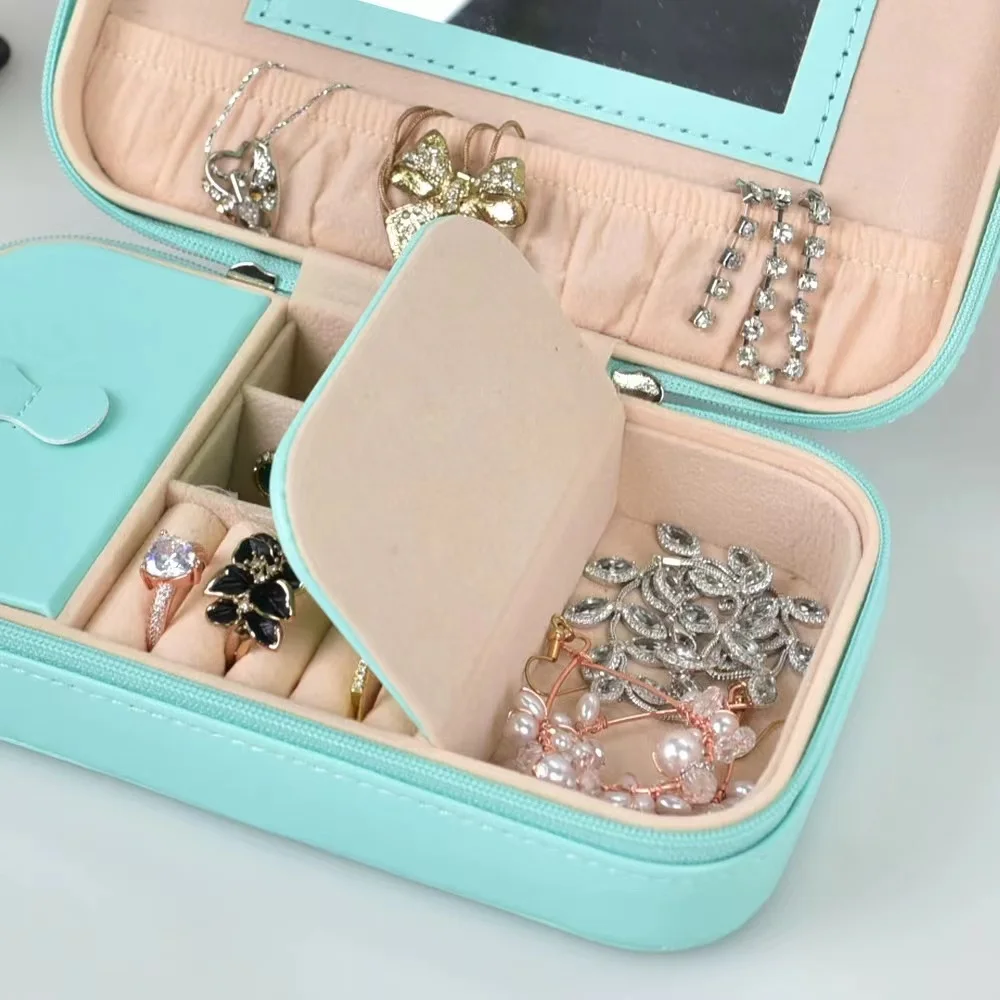 Wholesale Girl Mirror Jewelry Extended Leather Long Solid Color Earrings Storage Box Waterproof AAA Watch Factory