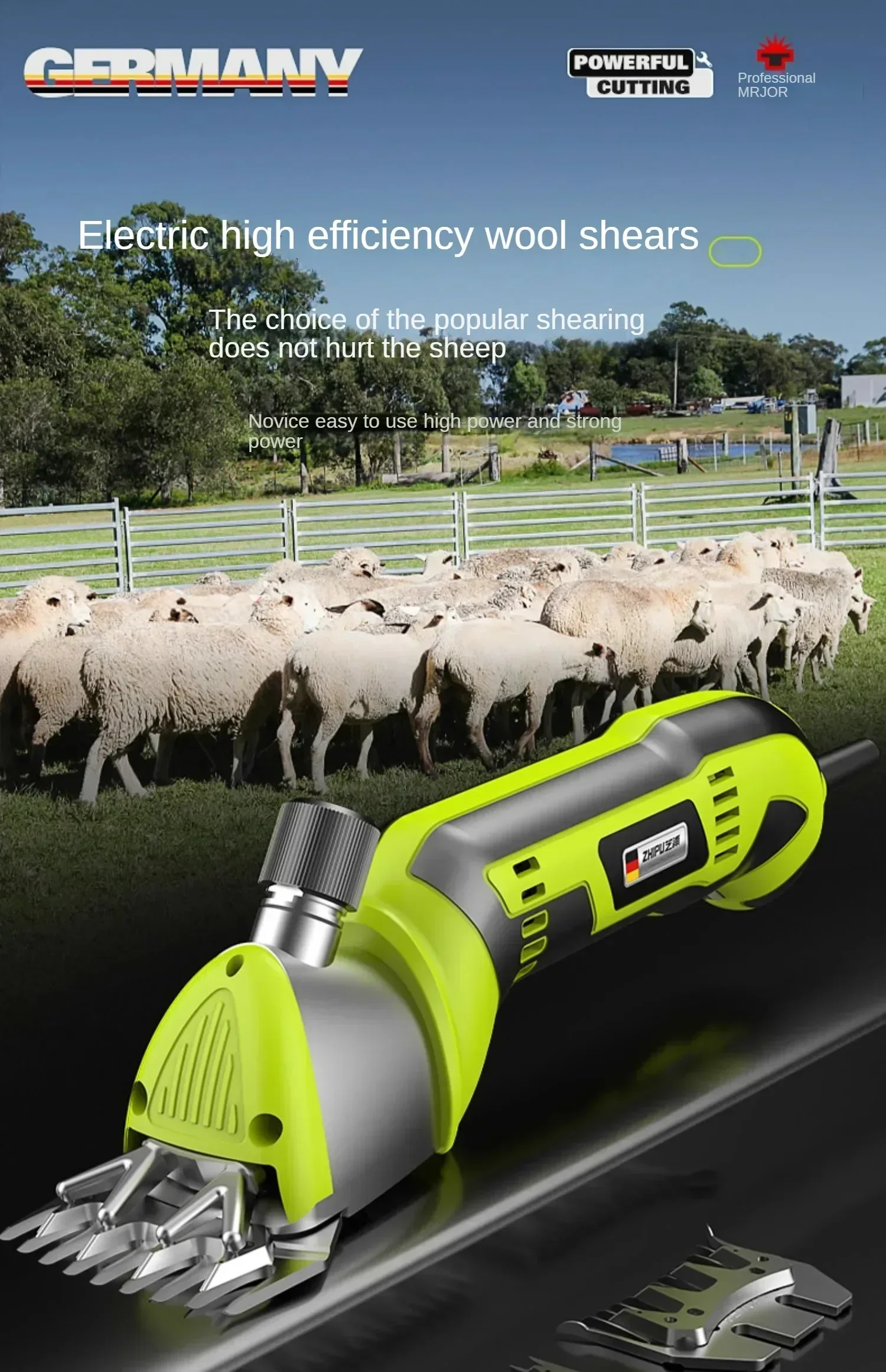 220V Heavy-Duty Electric Sheep Shears Clippers for Thick Wool and Fur Cutting