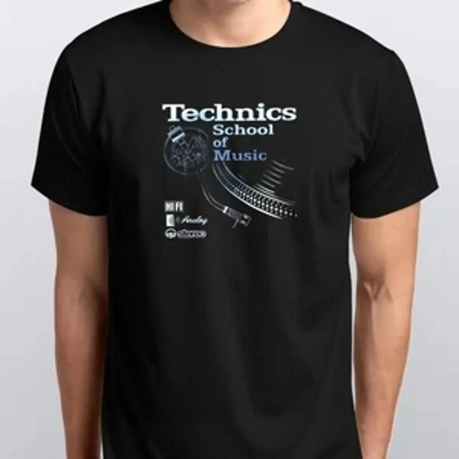 Фото Футболка Technics Music School SML XL XXL, 3-4 цвета, черная, винтажная, с эффектом потертости, повседневная, универсальная, мягкая, удобная №1