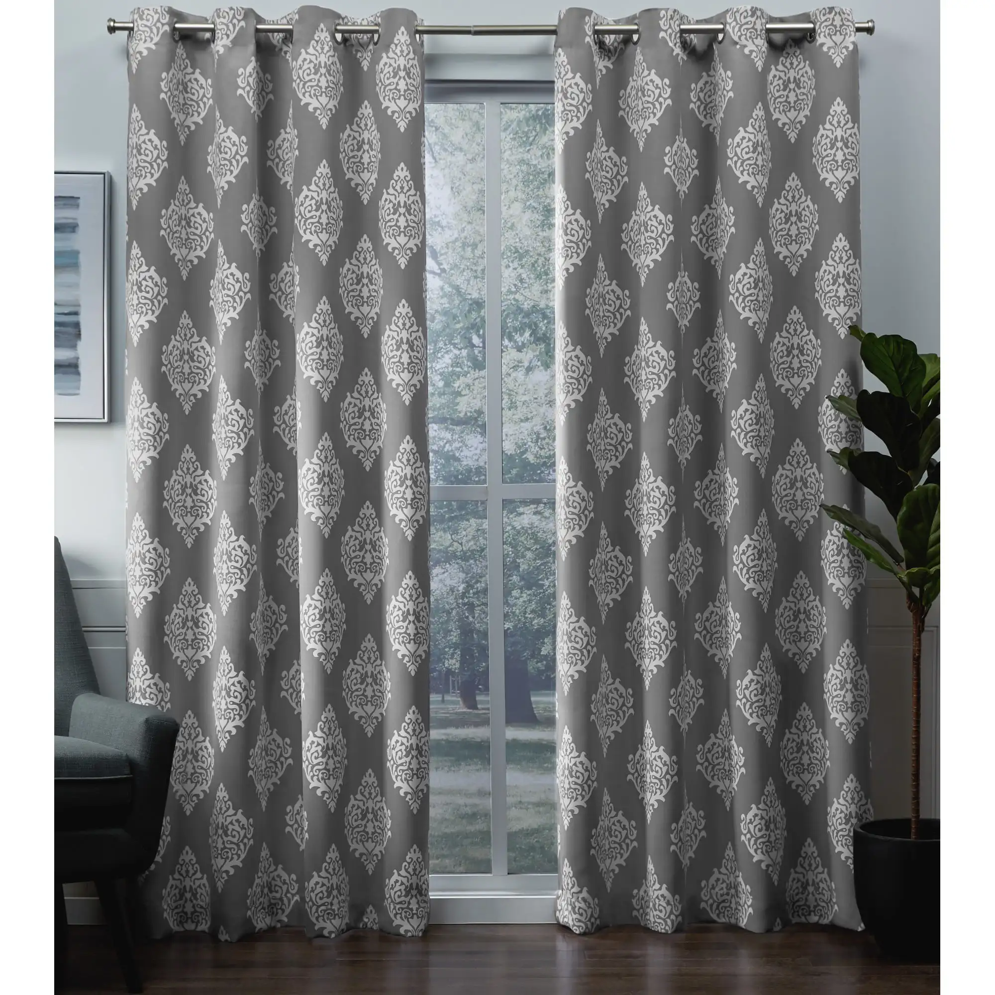 

2 Piece Medallion Room Darkening Curtain Set
