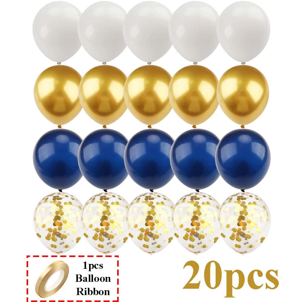 

Матовые латексные шары MANLENI 12 дюймов, 20/40 шт., белый, синий, золотой