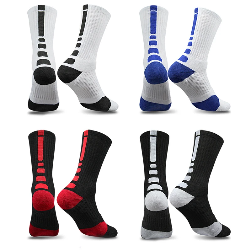 

Absorbs Sweat Mid-Calf socks 1 Pairs Men Socks Striped Elite Socks Sport Basketball Socks Men Professional Thicken Breathable