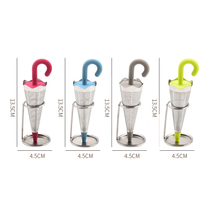 Ситечко для заваривания чая в форме зонта из силикона и нержавеющей стали