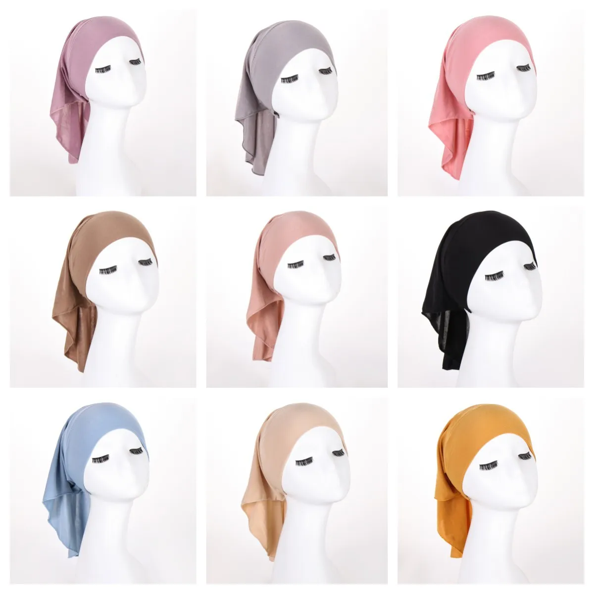 

Turban Bonnet Muslim Hijab Hat Women Inner Cap Ninja Hats Arab Beanie Skullies Islamic Caps