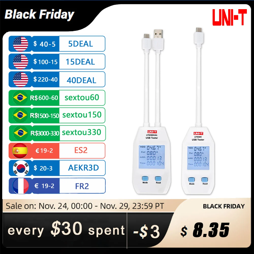 

Цифровой USB-тестер UT658, вольтметр, амперметр, измеритель емкости, для мобильных телефонов и планшетов