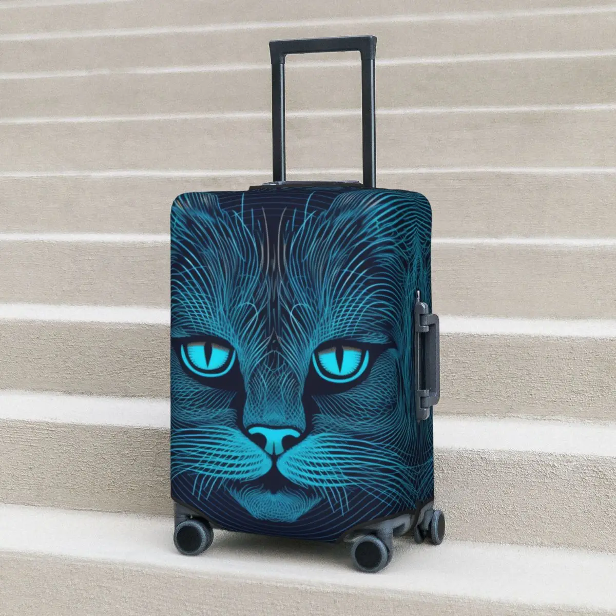 

Чехол для чемодана с изображением кошки, психоделические линии, портреты, протектор для бизнеса, товары для багажа, полет