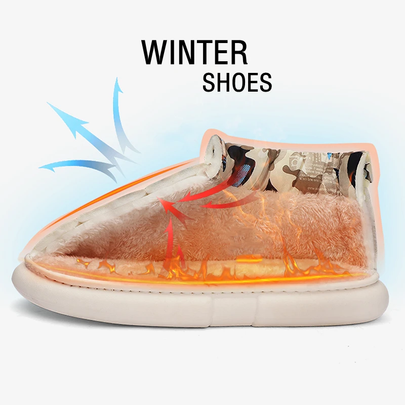 Casual Sneakers Men Winter Shoes Plush Warm Indoor Women Walking Shoes Winter Cotton Shoes Outdoor Walking Footwear Snow Boots