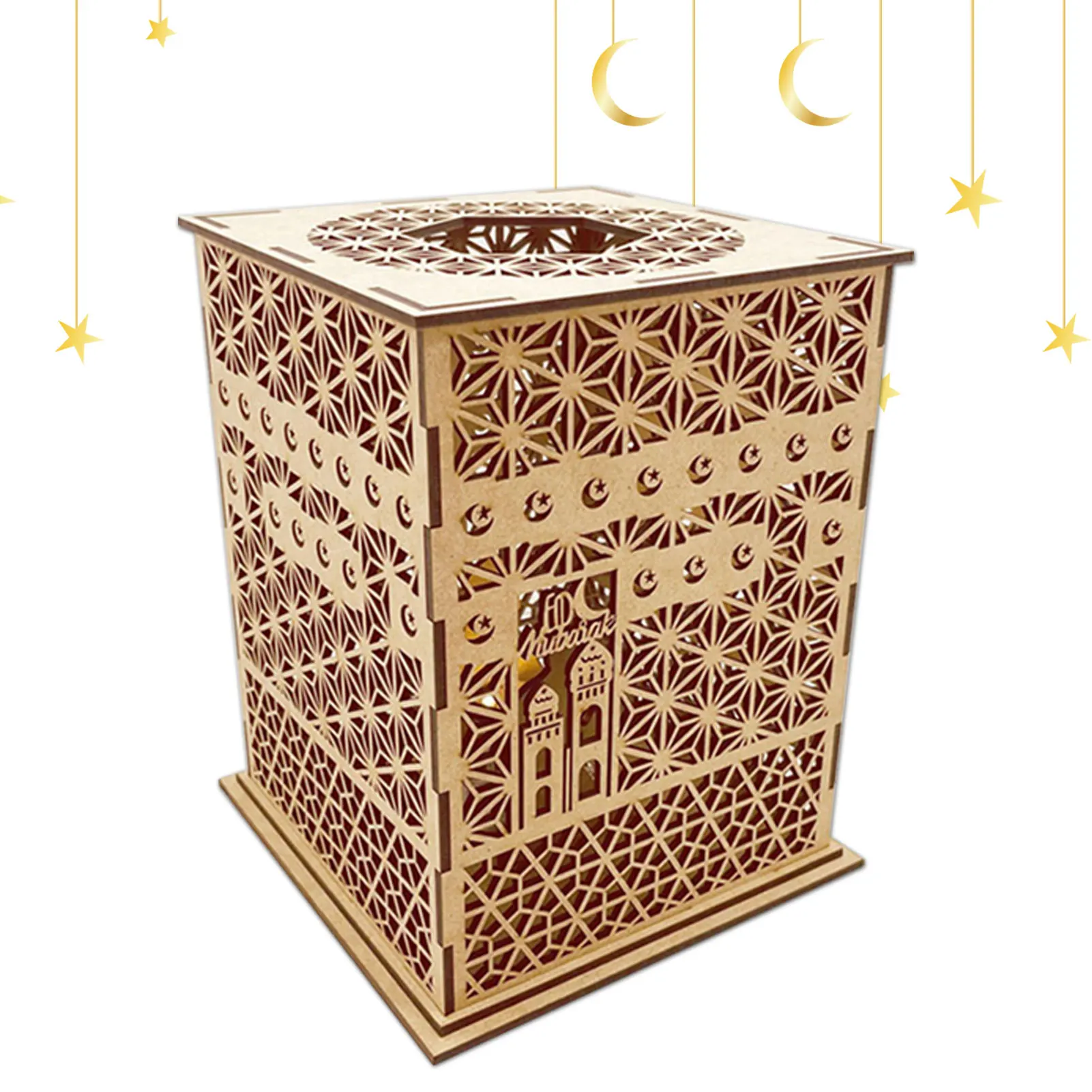 

ИД Мубарак орнамент Сделай Сам Рамадан Кааба искусство полый ремесло с подсветкой гениальный Кааба полый Настольный светильник для вечеве...