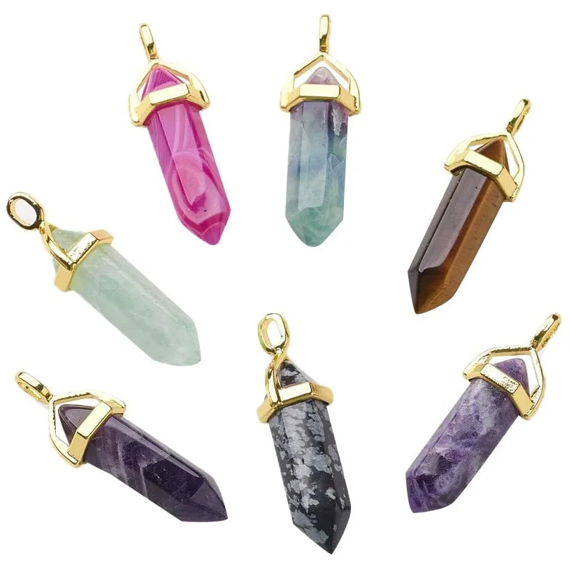 

Каменные подвески в виде пули, подвески в виде скалы с фурнитурой из сплава, острые подвески из драгоценных камней для ожерелья, браслета, из...