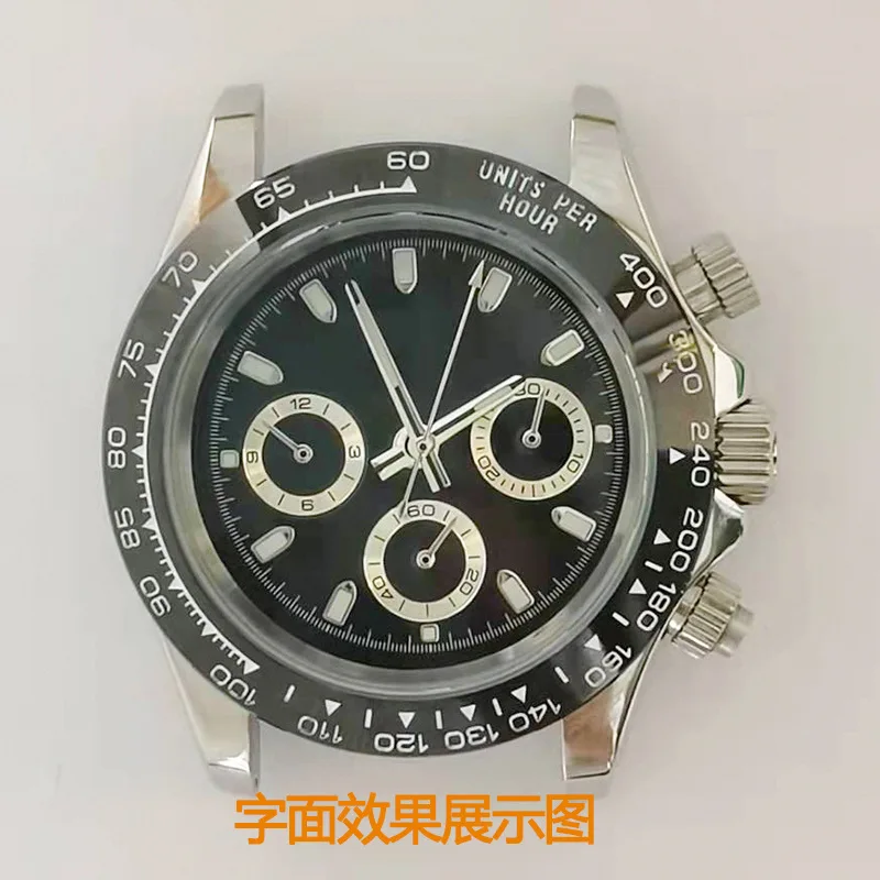 Альтернативное черное стальное кольцо Daytona 304 40 мм шестиручный кварцевый корпус